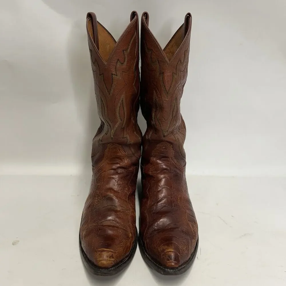 Vintage Lucchese 1883 Ostrich Leg Cowboy Boots “Brown”